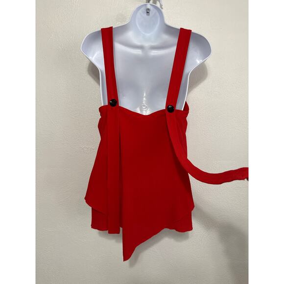 90s Y2K Derek Lam 10 Crosby Silk Blend Going Out Top Sz 2 Red Handkerchief Hem - Picture 7 of 14